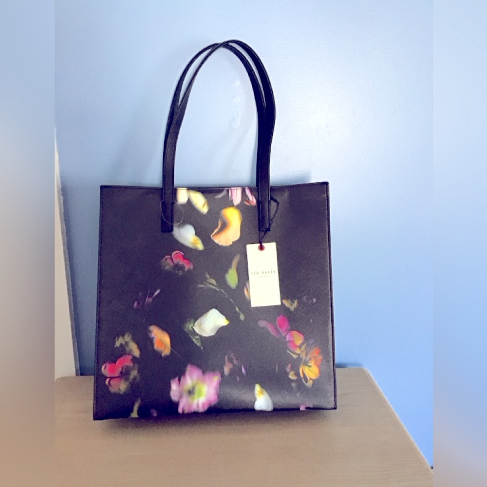 New Ted Baker Multicolor Floral Petal Tote Shoulder Vegan Leather Bag With tags